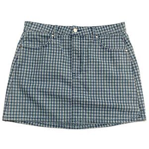 Reformation Valley Plaid Cher Mini Skirt Blue Check Size 31 | Deadstock Fabric
